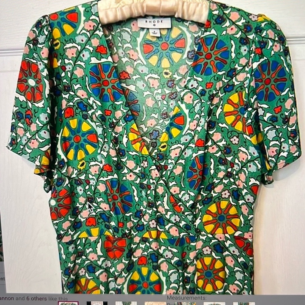 RHODE Yellow and Orange Fitted Blouse with Puff Sleeves
